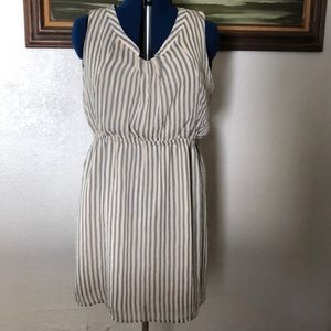 Gap striped peach/gray sleeveless dress w lining